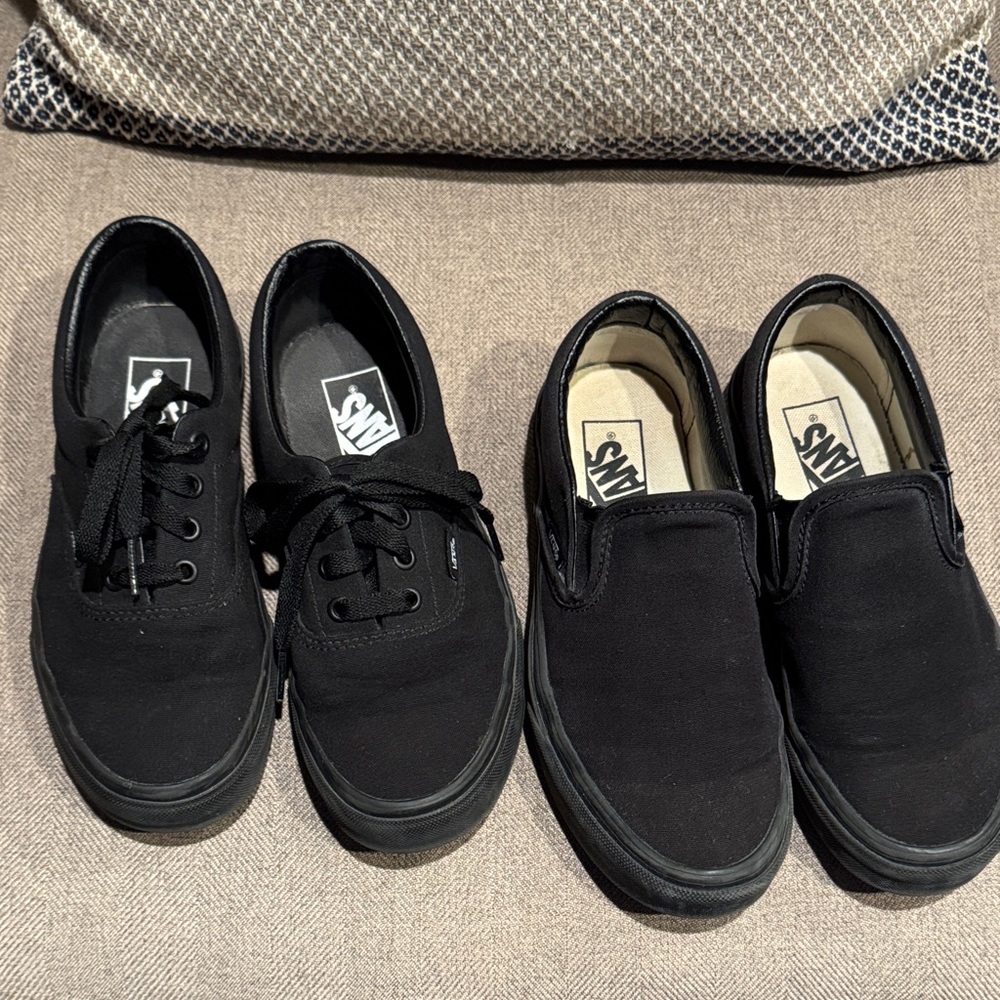 Vans Black Canvas Sneakers - Lace-Up and Slip-On